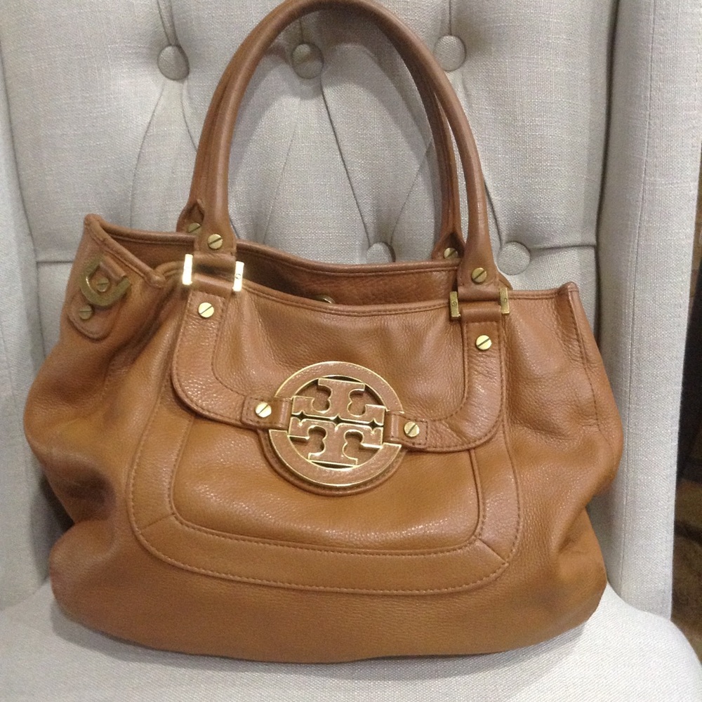 Tory Burch classic Amanda Satchel brown
